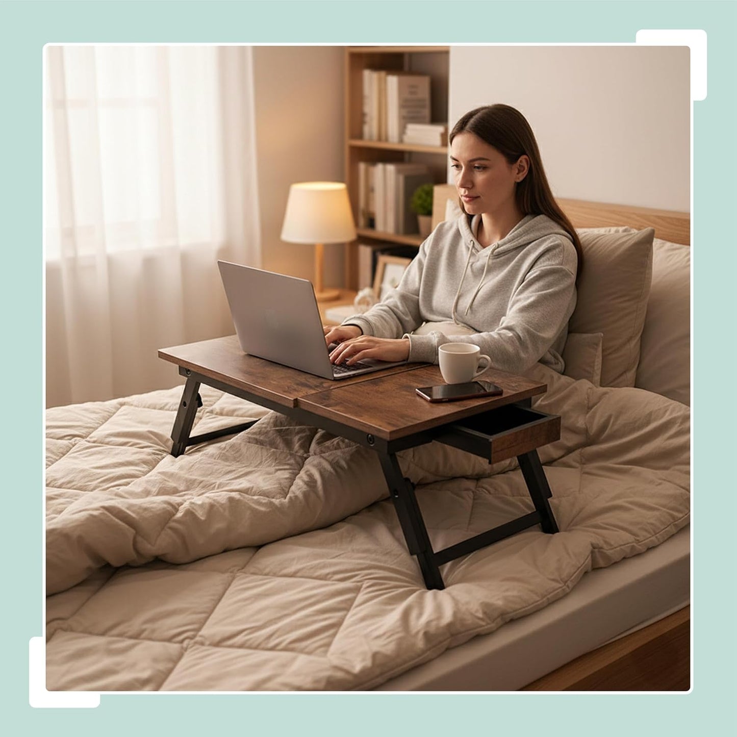 Klappbarer Laptoptisch, Dunkelbraun/Schwarz