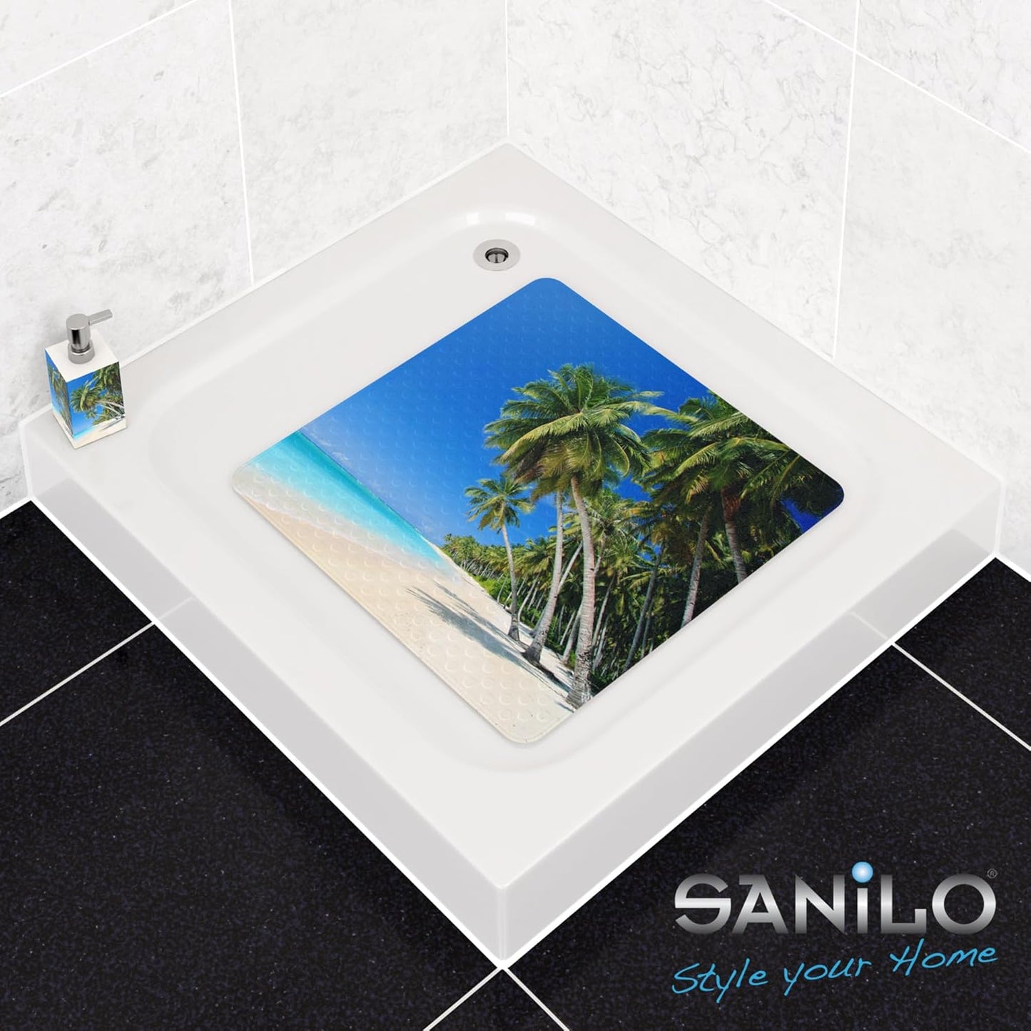 Rutschfeste Badematte für Dusche & Badewanne (53x53 cm), Karibik