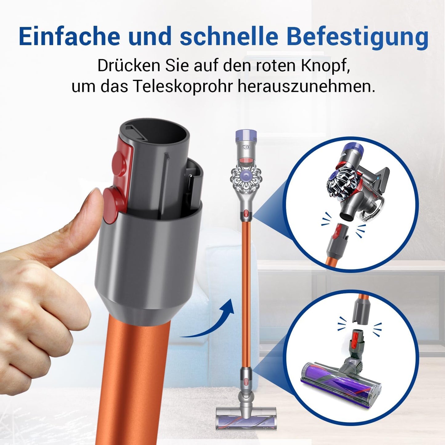 Staubsauger Teleskoprohr für Dyson Modelle, Orange