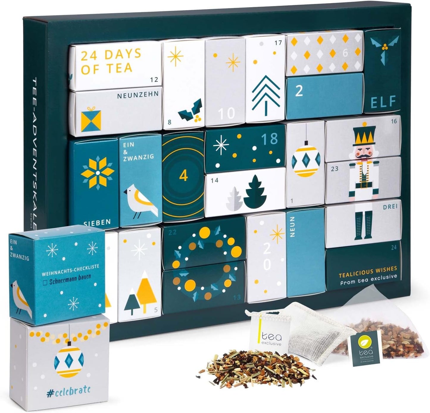 Tee-Adventskalender mit 24 Pyramidenbeuteln, Green Edition - Pyramidenbeutel