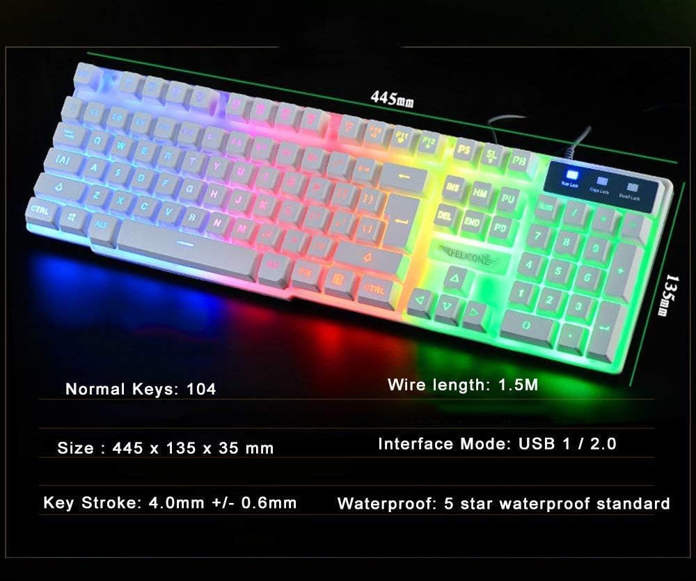 4-in-1 Gaming-Set mit Tastatur, Maus, Mauspad und Headset, With Headset-White