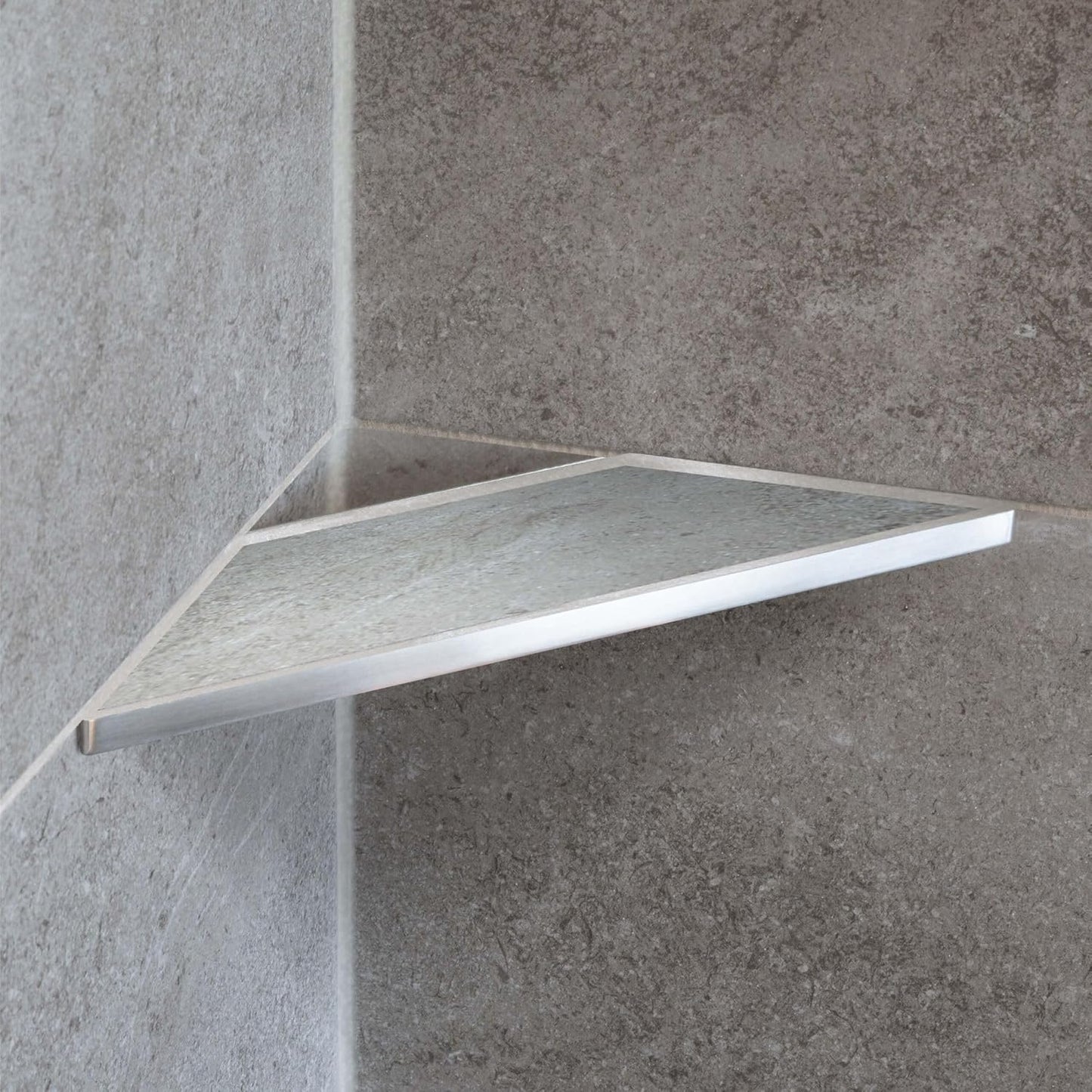Eck-Duschablage zum Einfliesen, 310mm x 130mm Silber