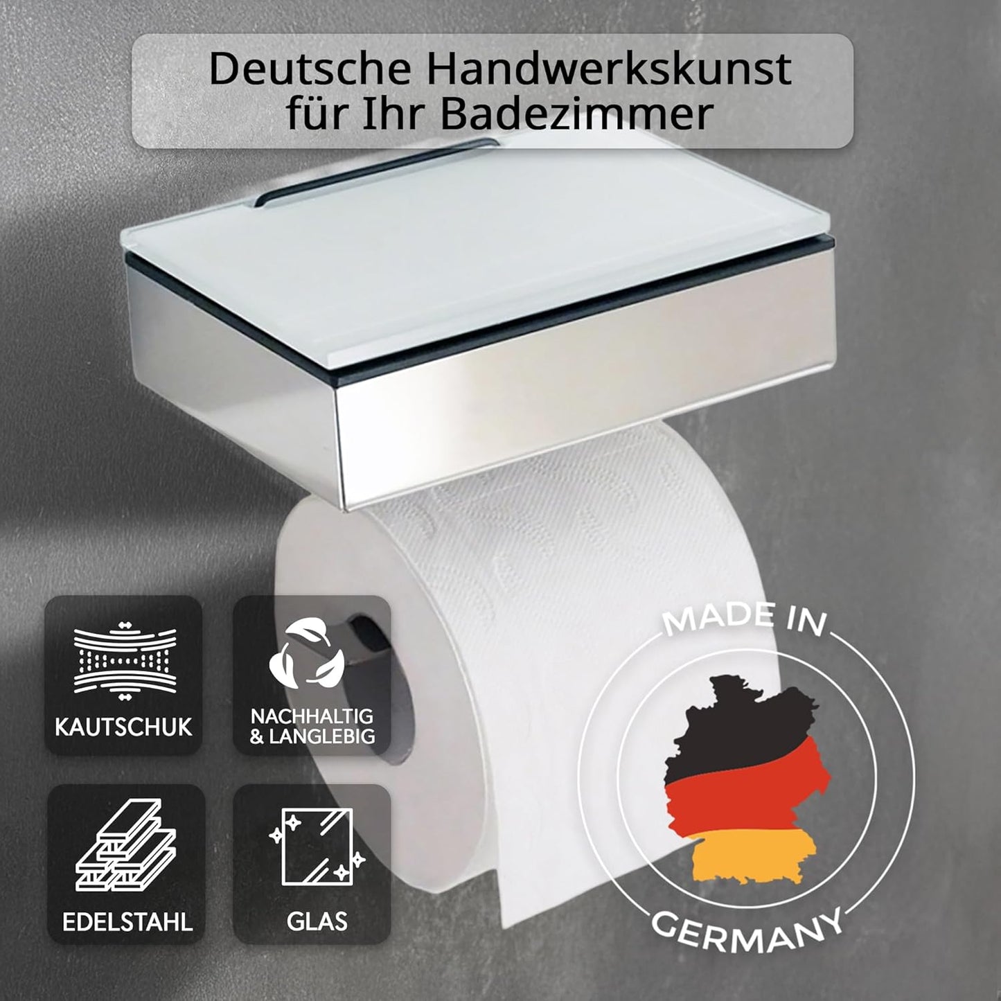 Toilettenpapier- und Feuchttuchhalter, Gehäuse Poliert - Abdeckung Glas Weiss