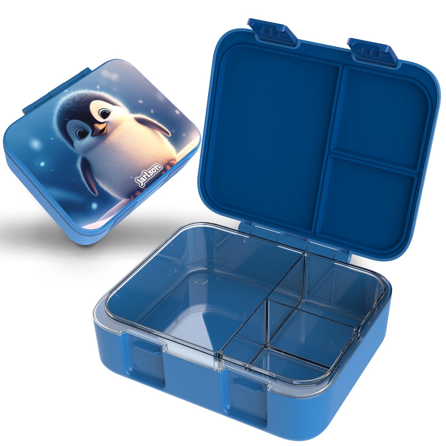 Kinder Bento Lunchbox mit Trennfächern, Penguin Blau
