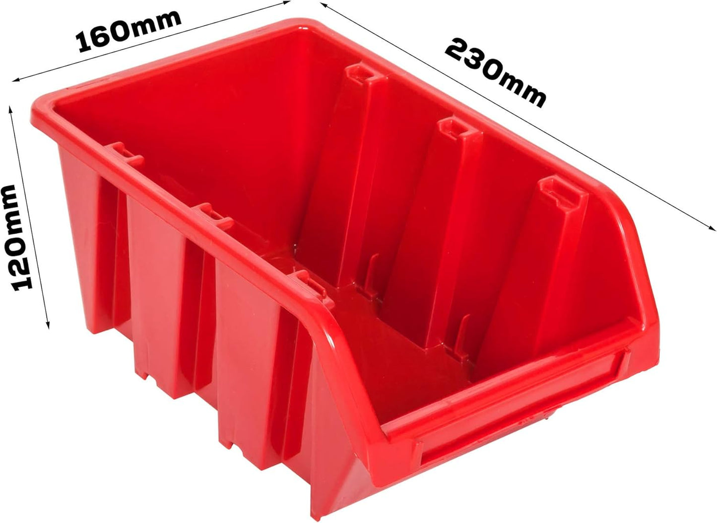 Werkstattwandregal mit 14 Boxen, Rot 16.0 x 23.0 x 12.0 cm