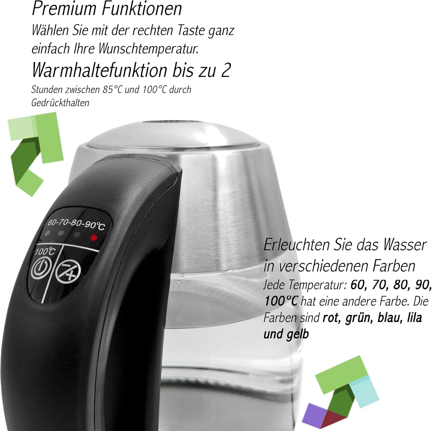 LED-Wasserkocher mit Temperatureinstellung