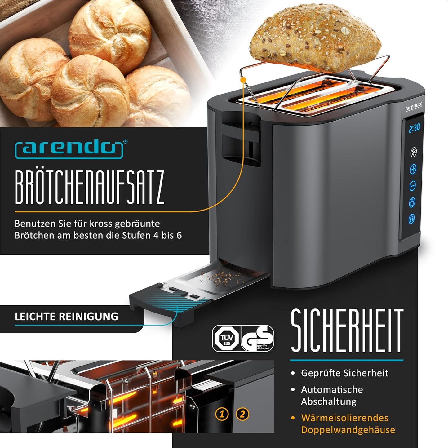 Frühstücksset mit Wasserkocher und Toaster, B: Set 1