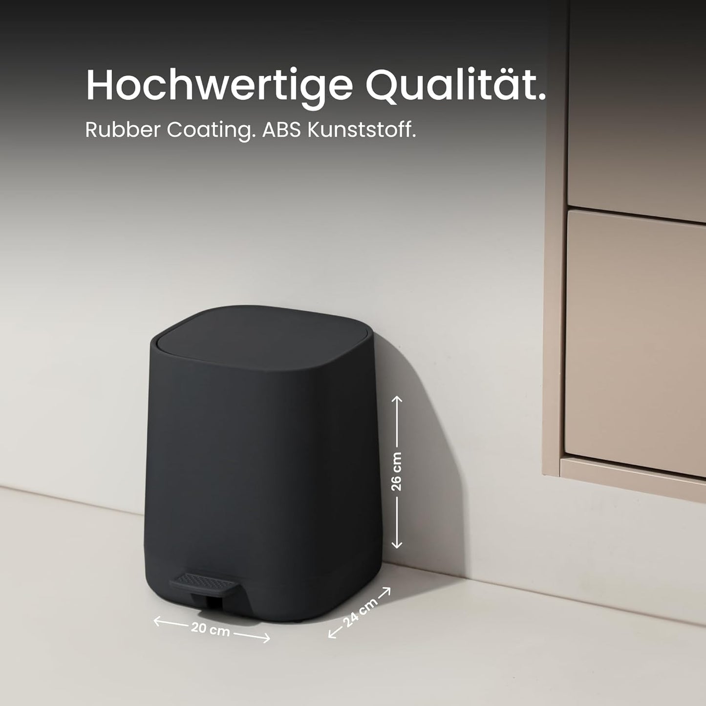Kosmetikeimer mit Softclose-Deckel, Schwarz