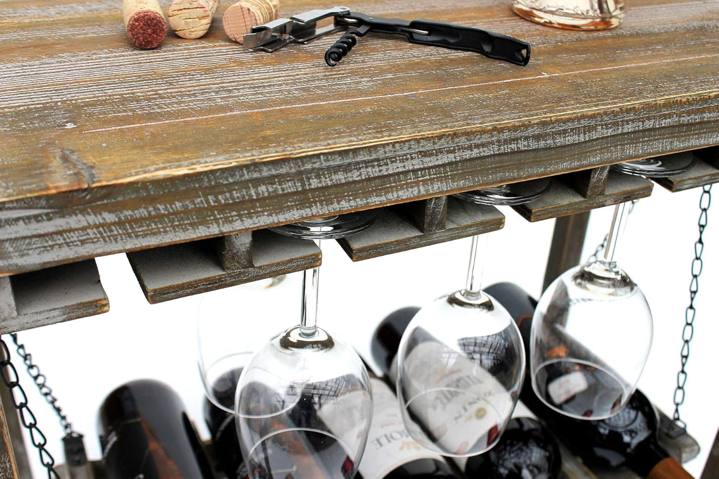 Weinregal mit Ablage und Glashalter