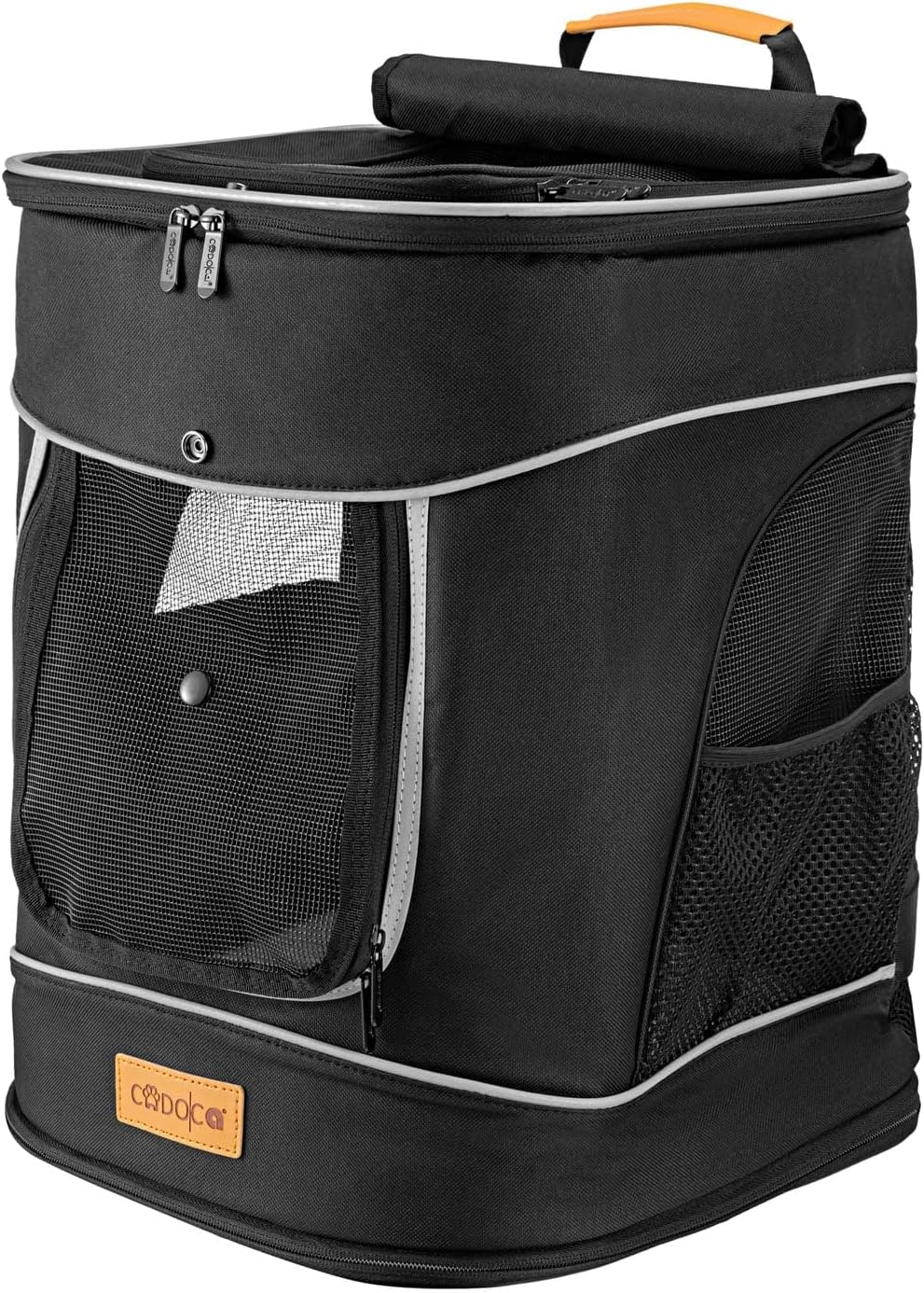Haustierrucksack bis 20 kg, faltbar mit Kurzleine, Schwarz