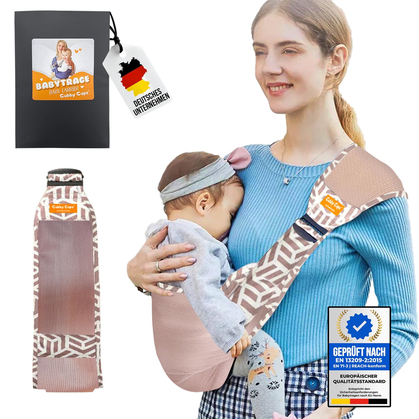 Ergonomische Hüfttrage für Babys ab 6 Monaten, V1.0 Lachs
