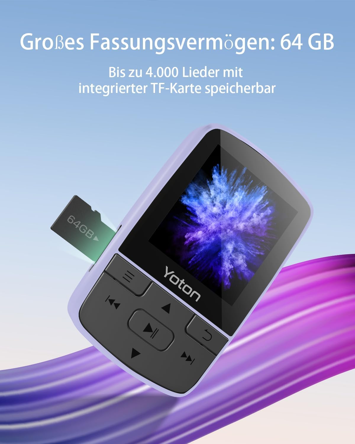 MP3-Player YM03 mit Bluetooth und HiFi-Klangqualität, Lila