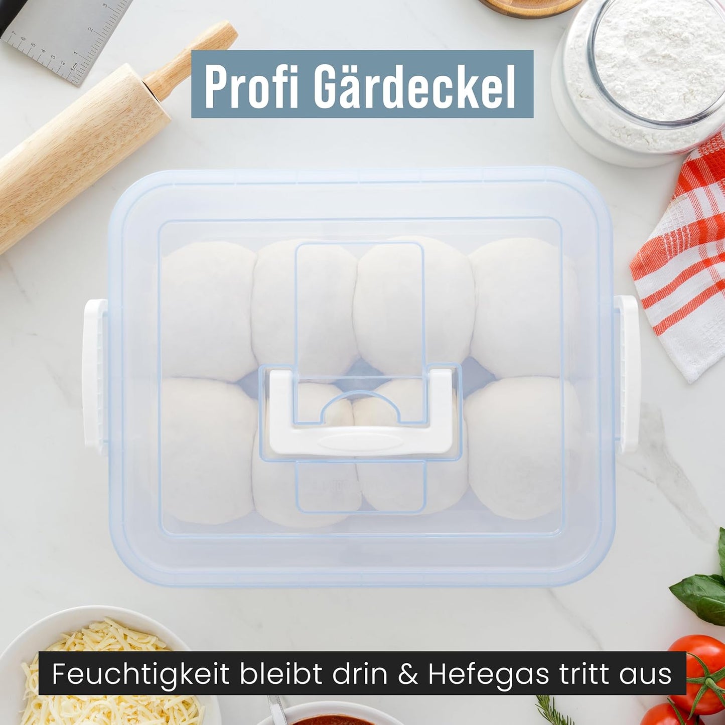 2er-Pack Pizzaballenbox mit Deckel, Blau 44 x 34 cm (2er-Pack)
