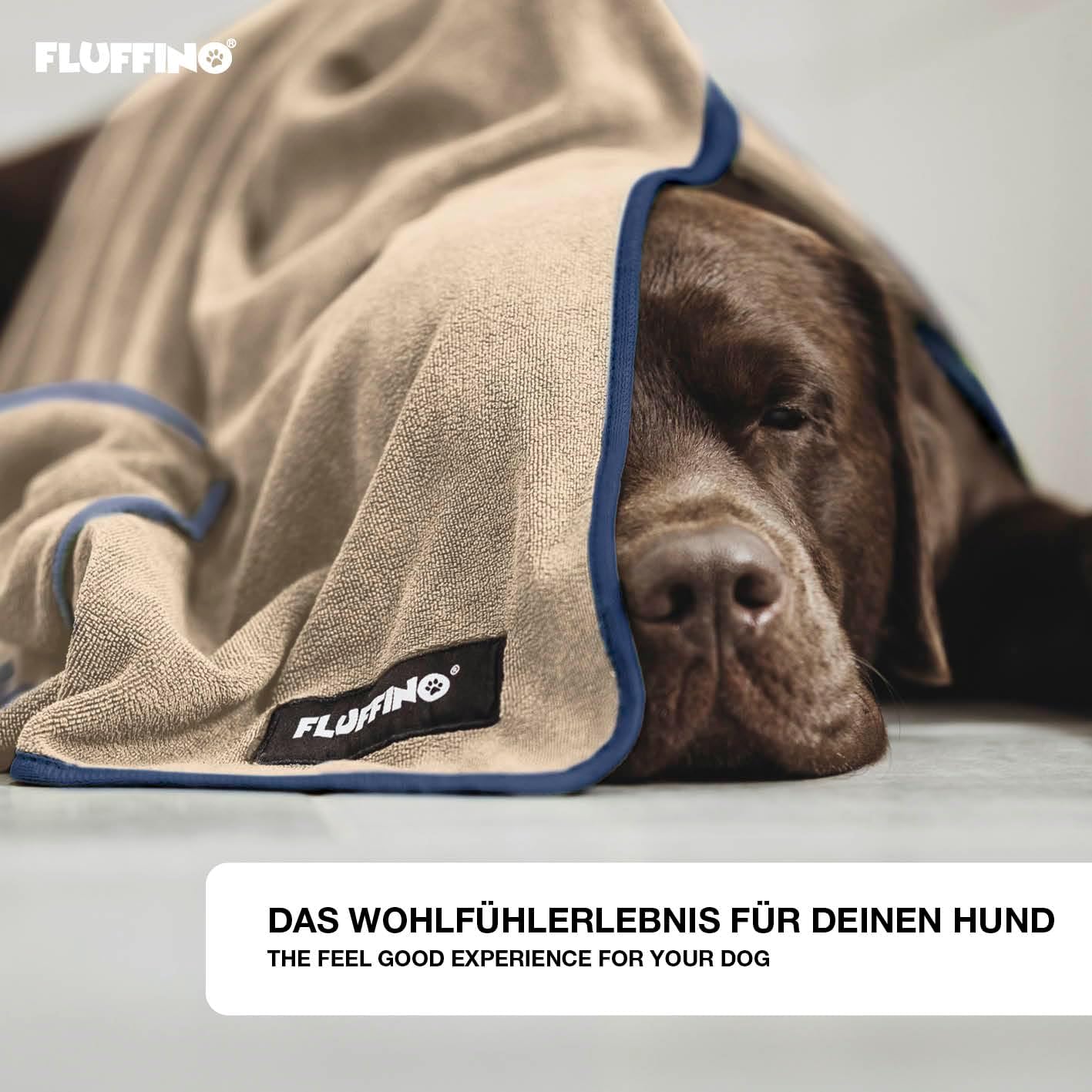 2er-Set Hundehandtuch, Beige & Dunkelblau L | 2 Stück