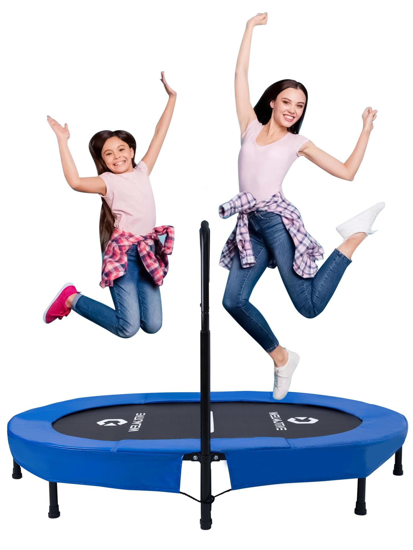Indoor Trampolin für 2 Personen, Dunkelblau mit Griff