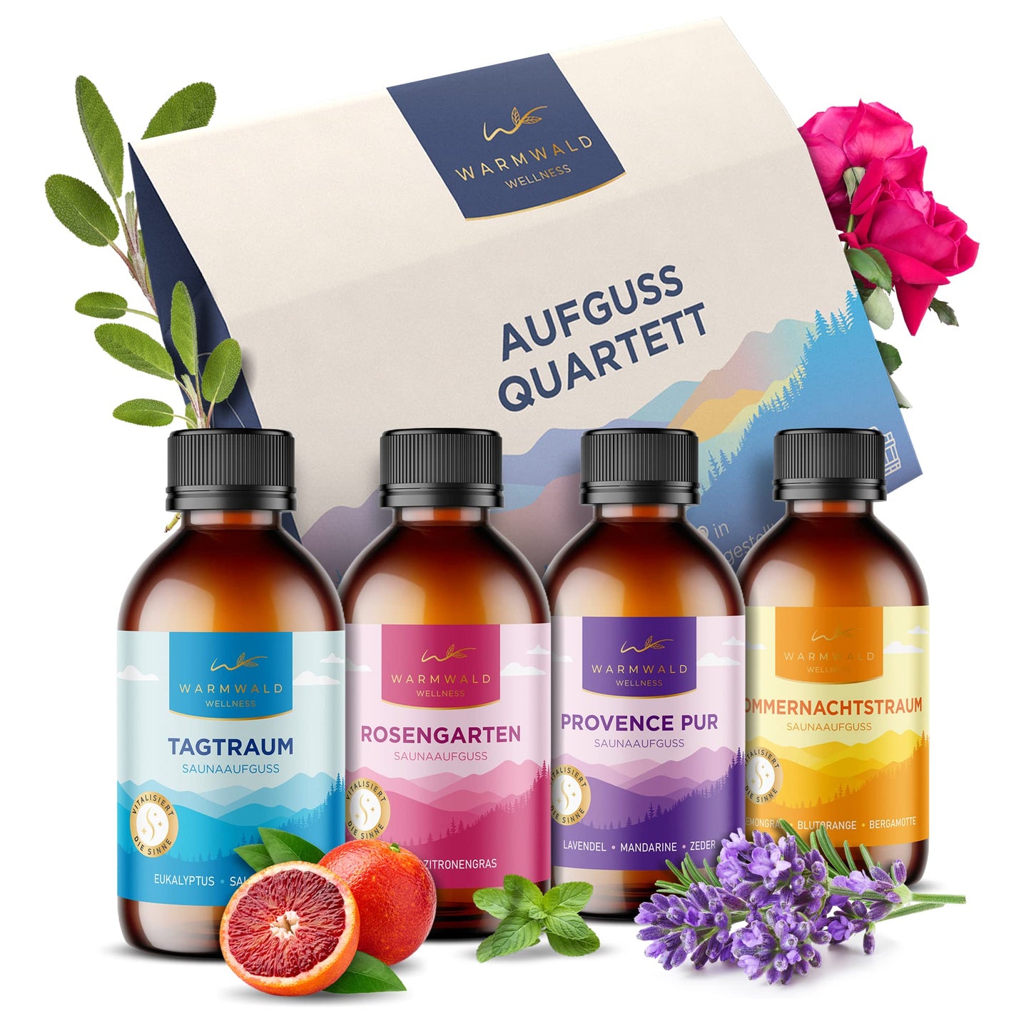 Saunaaufguss-Set, Warmwald QUARTETT - 4 x 100 ml