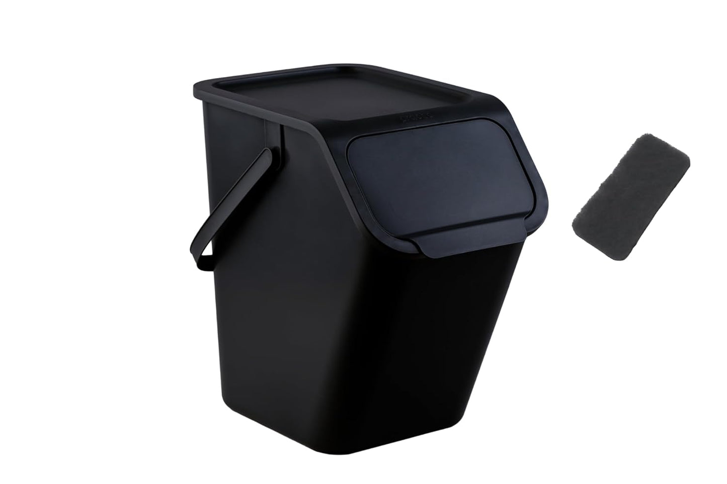 Abfalleimer mit Deckel 25L, Click-Function & Kohlefilter, Schwarz, mit Kohlefilter