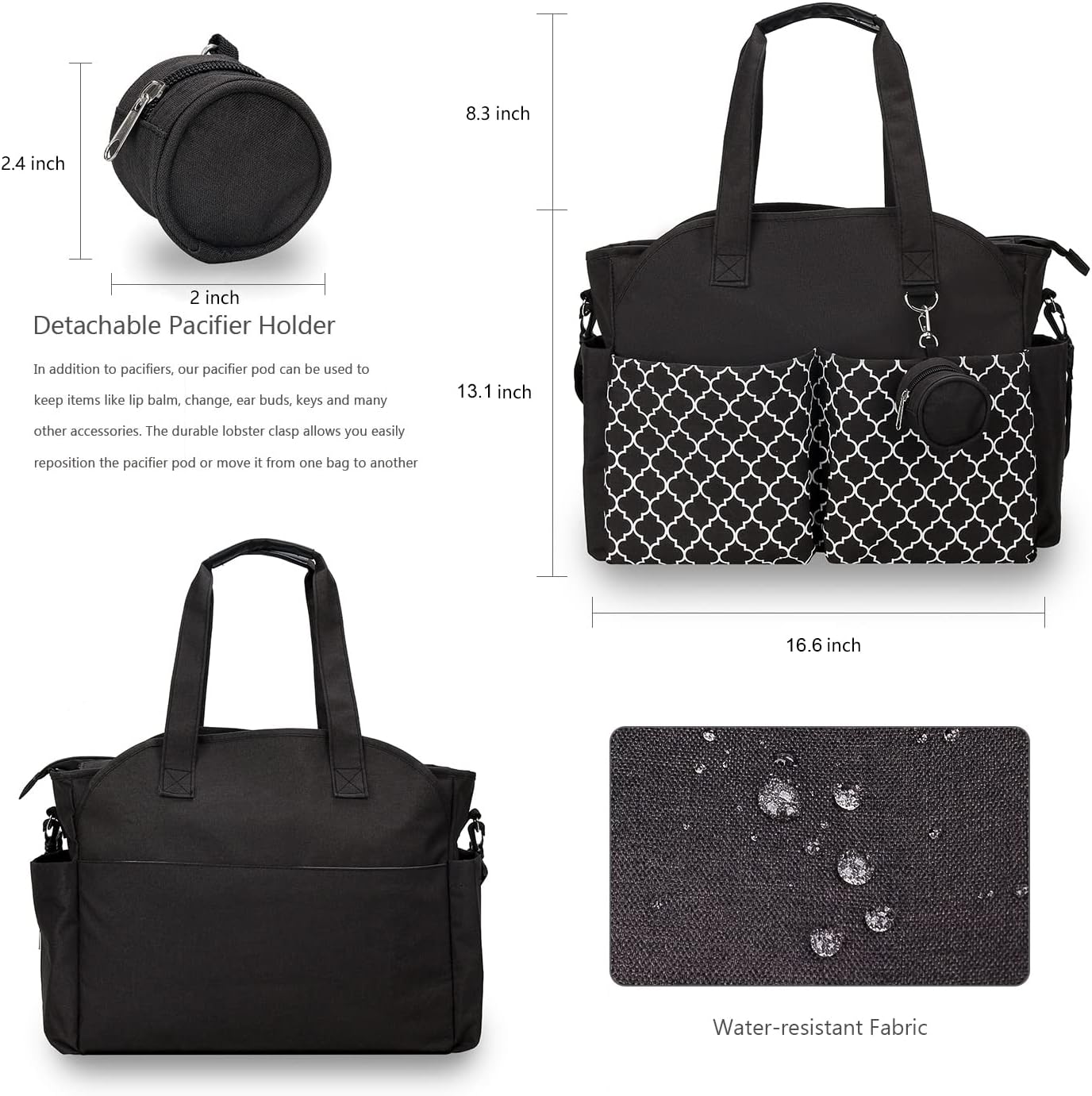 Wickeltasche, Schwarz