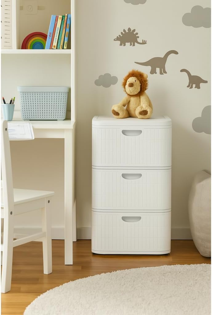 Rollbarer Schubladenschrank mit 4 Schubladen, Weiss