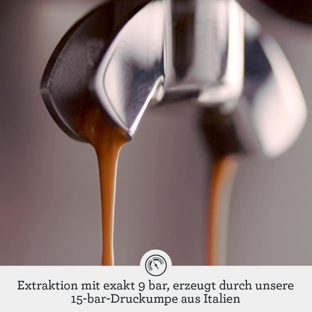 Barista Pro Siebträgermaschine mit Milchaufschäumer, Gebürsteter Edelstahl