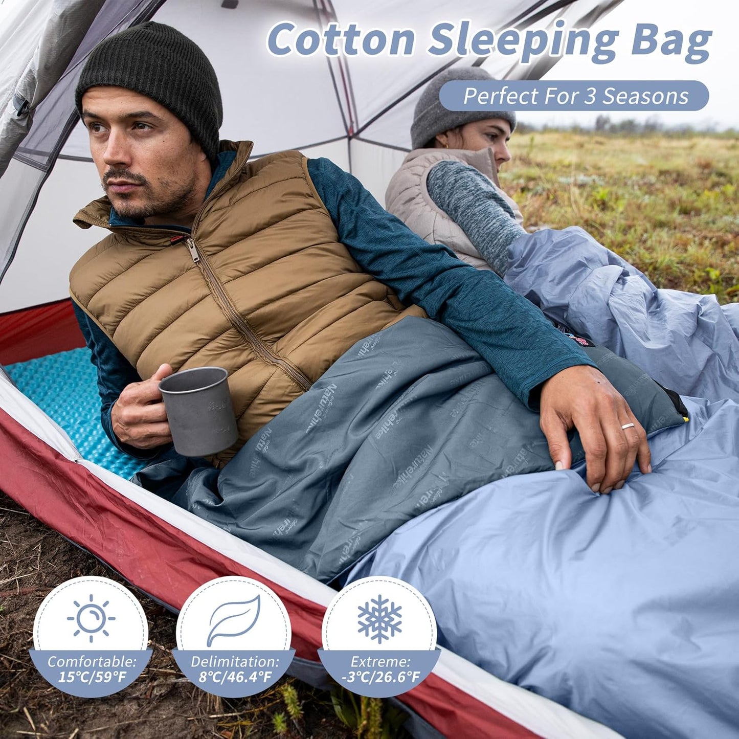 Ultraleichter Schlafsack, Blau-XL