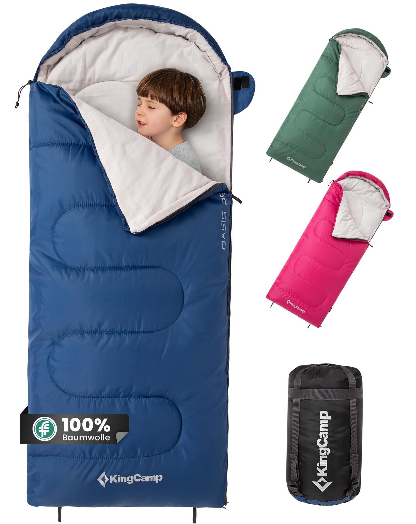 Kinderschlafsack, Blau baumwolle 165x70 cm