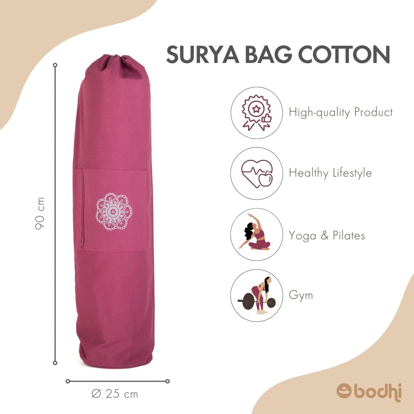 Yogatasche XL für Schurwoll- und Yogamatten, Breite 90 cm