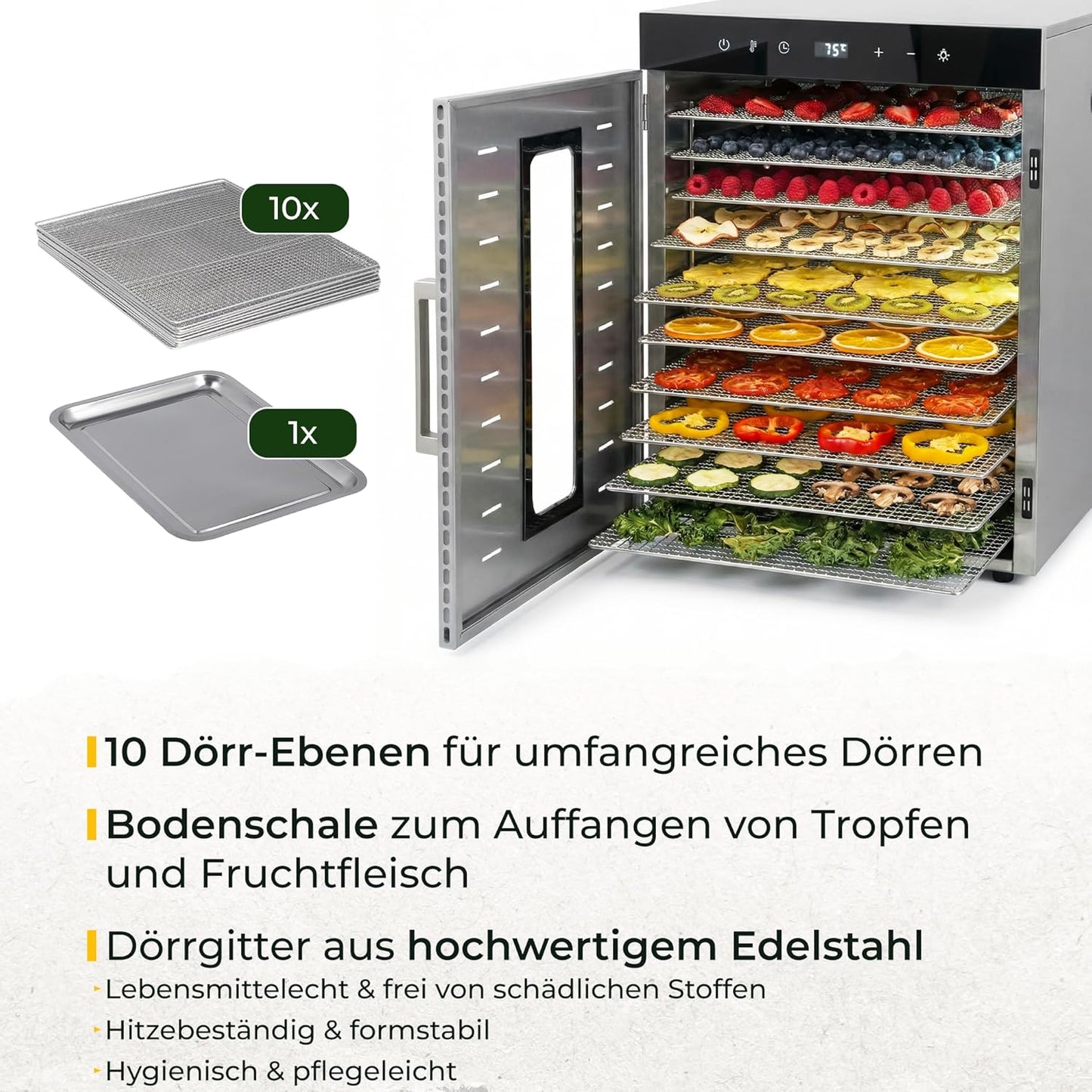 Dörrautomat mit Timer und Temperaturregler, Dörrautomat 1000
