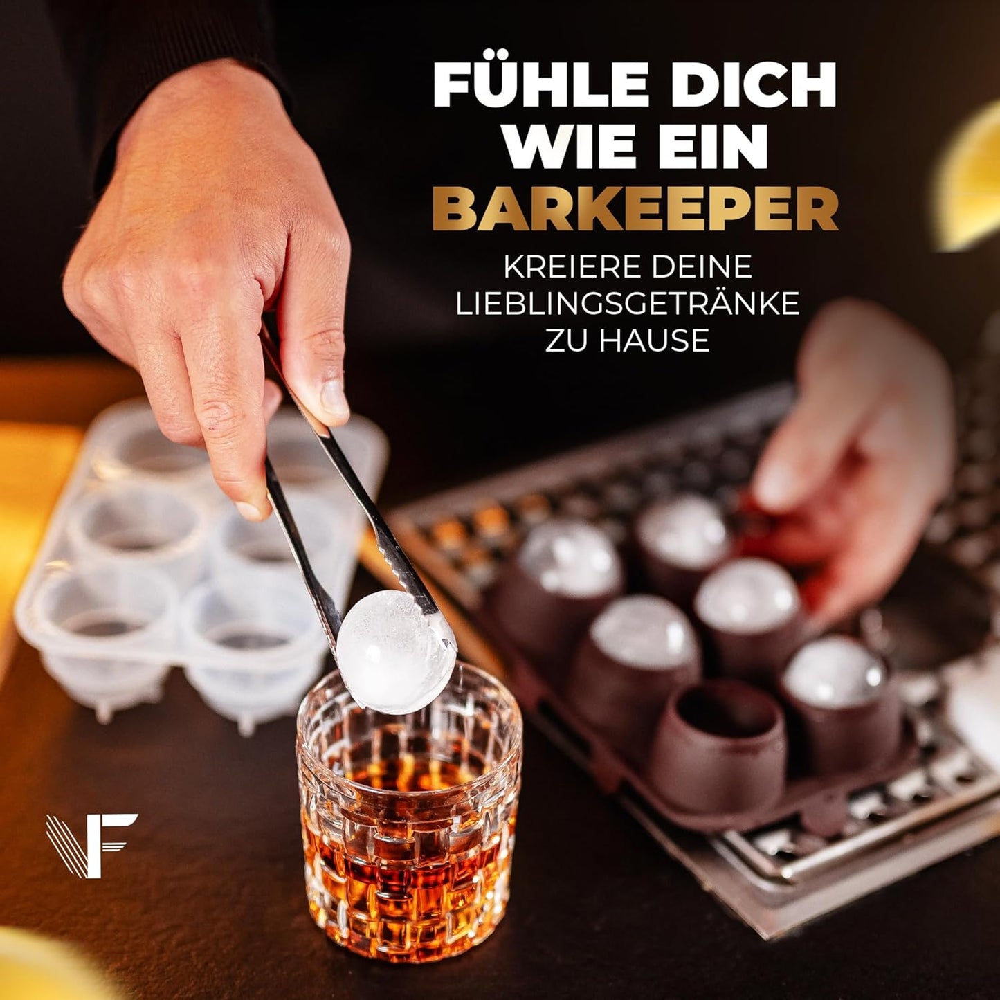Eiskugelform-Set (4 Stück) für Whisky, Rum & Cocktails, C - 4x Eiskugelform