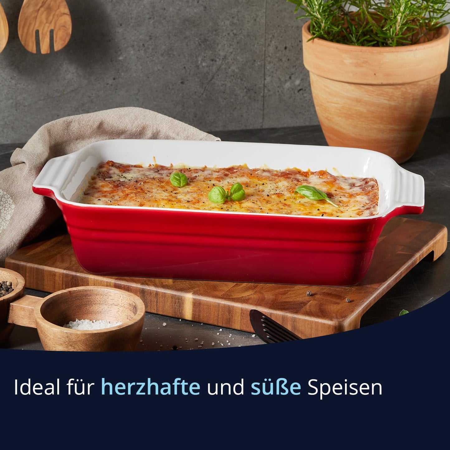 Keramik-Auflaufform, 1 Stück (26 cm) Rot