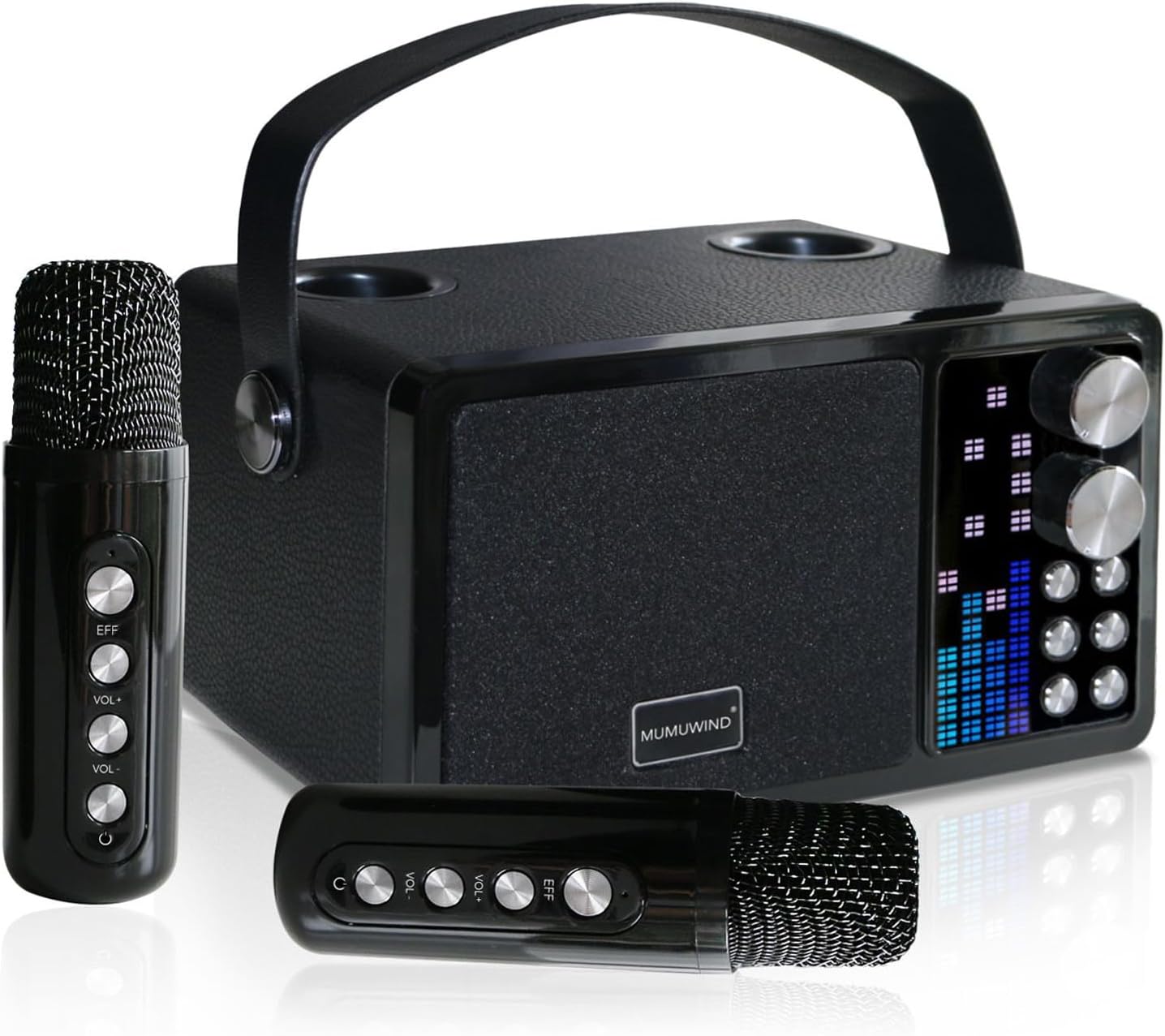 Karaoke Maschine mit 2 Mikrofonen, Schwarz