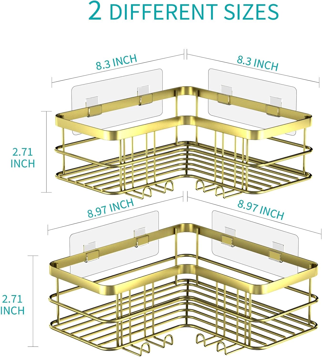 Duschablagen-Set für Ecke, 2-packs Gold