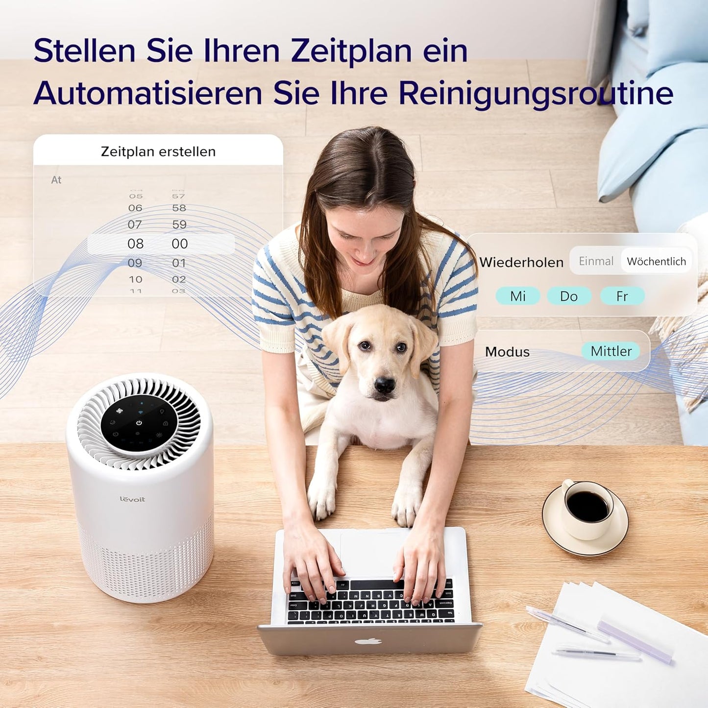 3-in-1 HEPA Luftreiniger ‎Core 200S mit App-Steuerung & Timer, bis zu 31.5㎡ Mattweiss