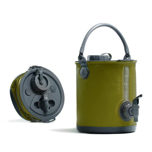 2-in-1 Faltbarer Wasserkanister mit Hahn, 8l, Olivgrün