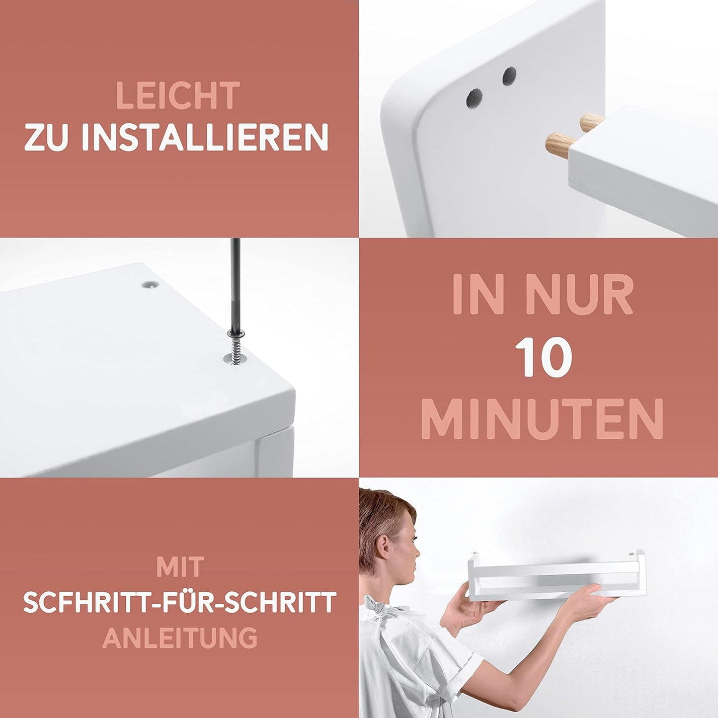 3-teiliges Kinder-Wandregal-Set für Bücher & Spielzeug, 3er-Pack-41 cm Weiß