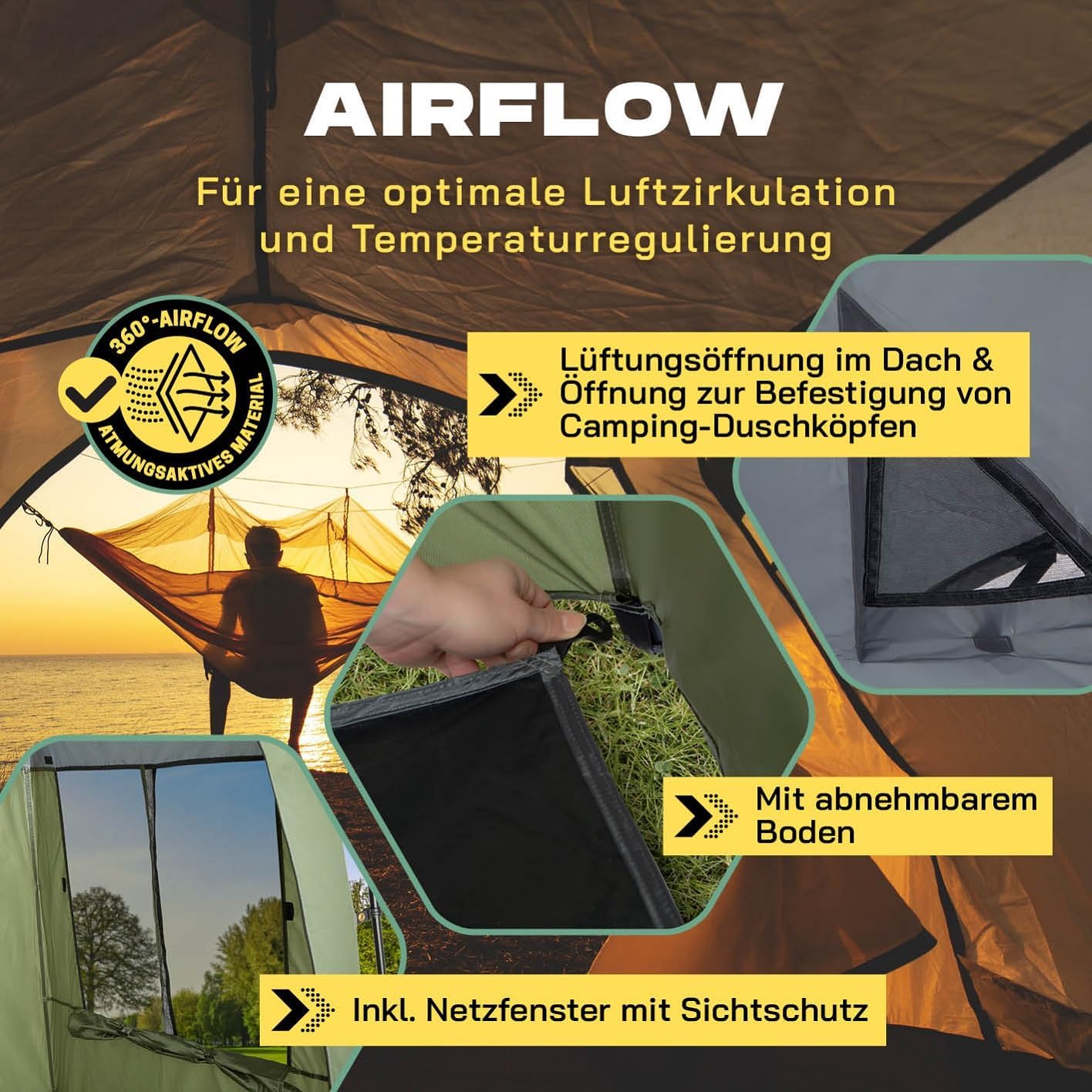Premium-Dusch- und Toilettenzelt für Camping, Grün 2 Personen