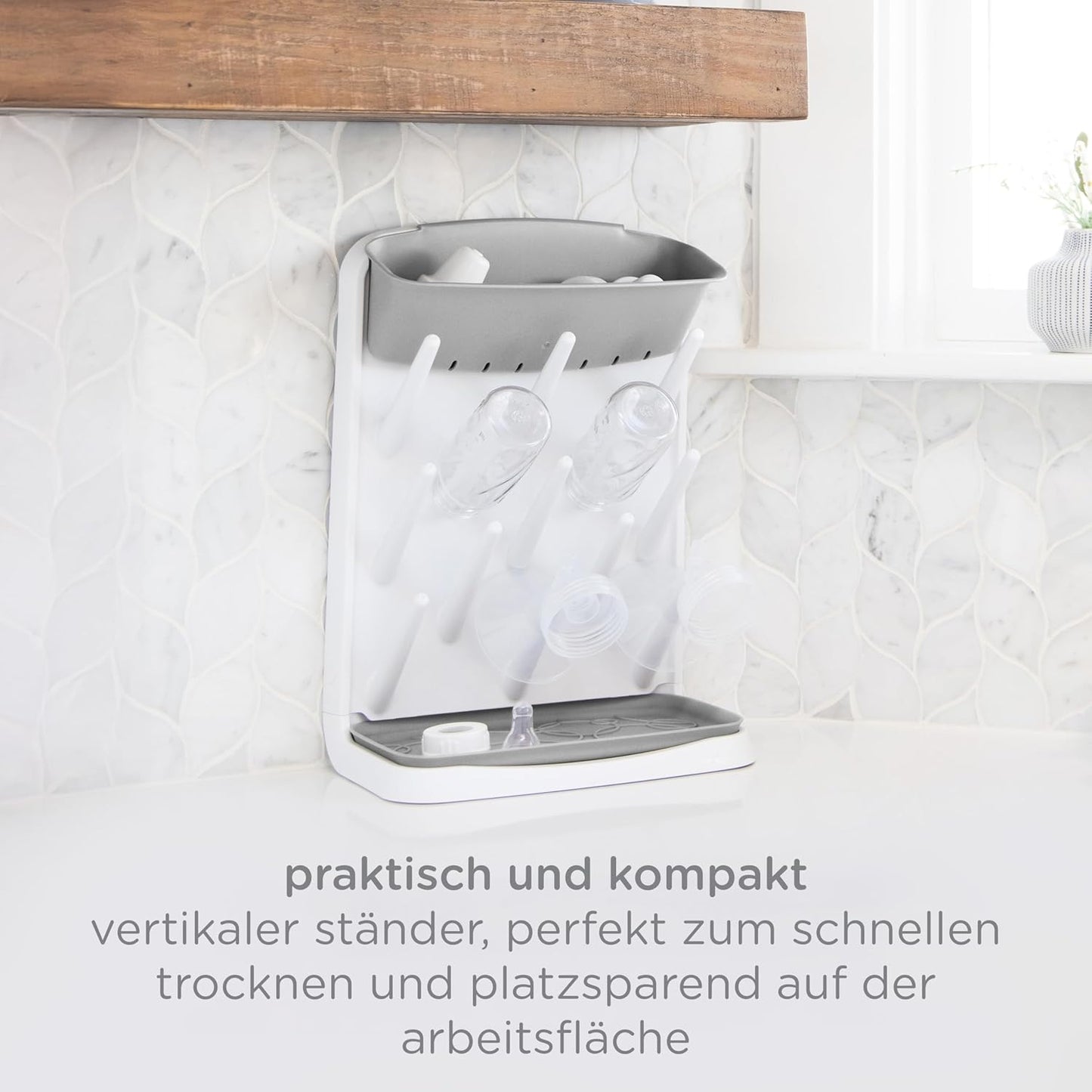 Vertical Babyflaschen-Abtropfgestell, Grey Bottle Drying Rack