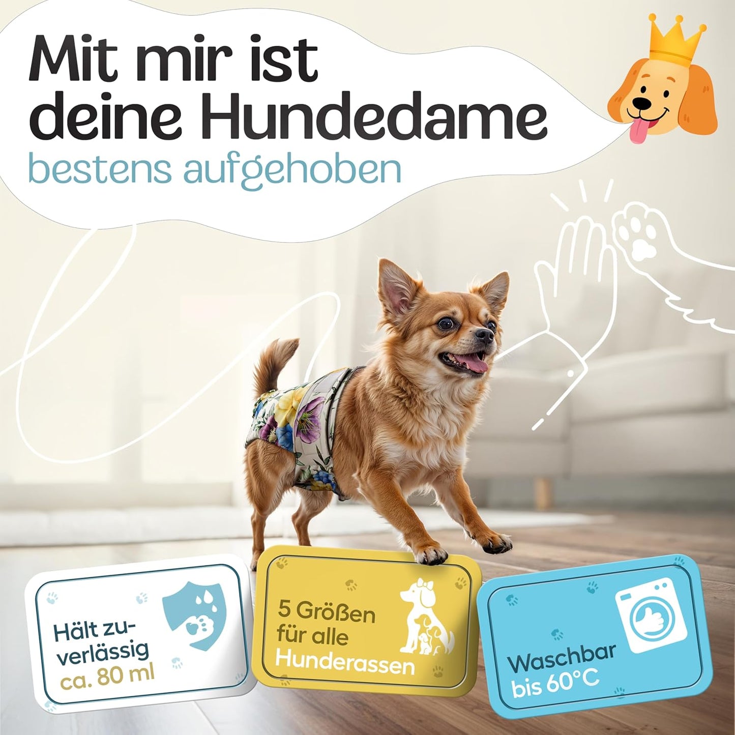 3 x Hundewindeln, Blumen / XS (21 - 29cm)