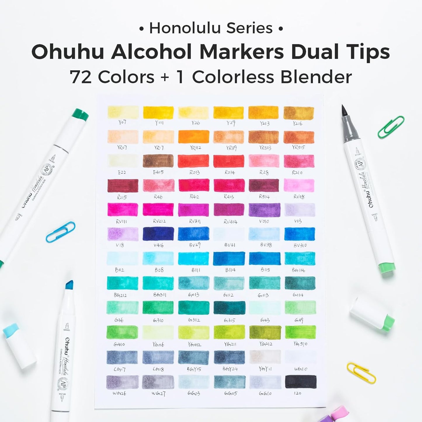Alkoholmarker-Set Honolulu mit Pinsel- und Breitspitze, 72 Farben