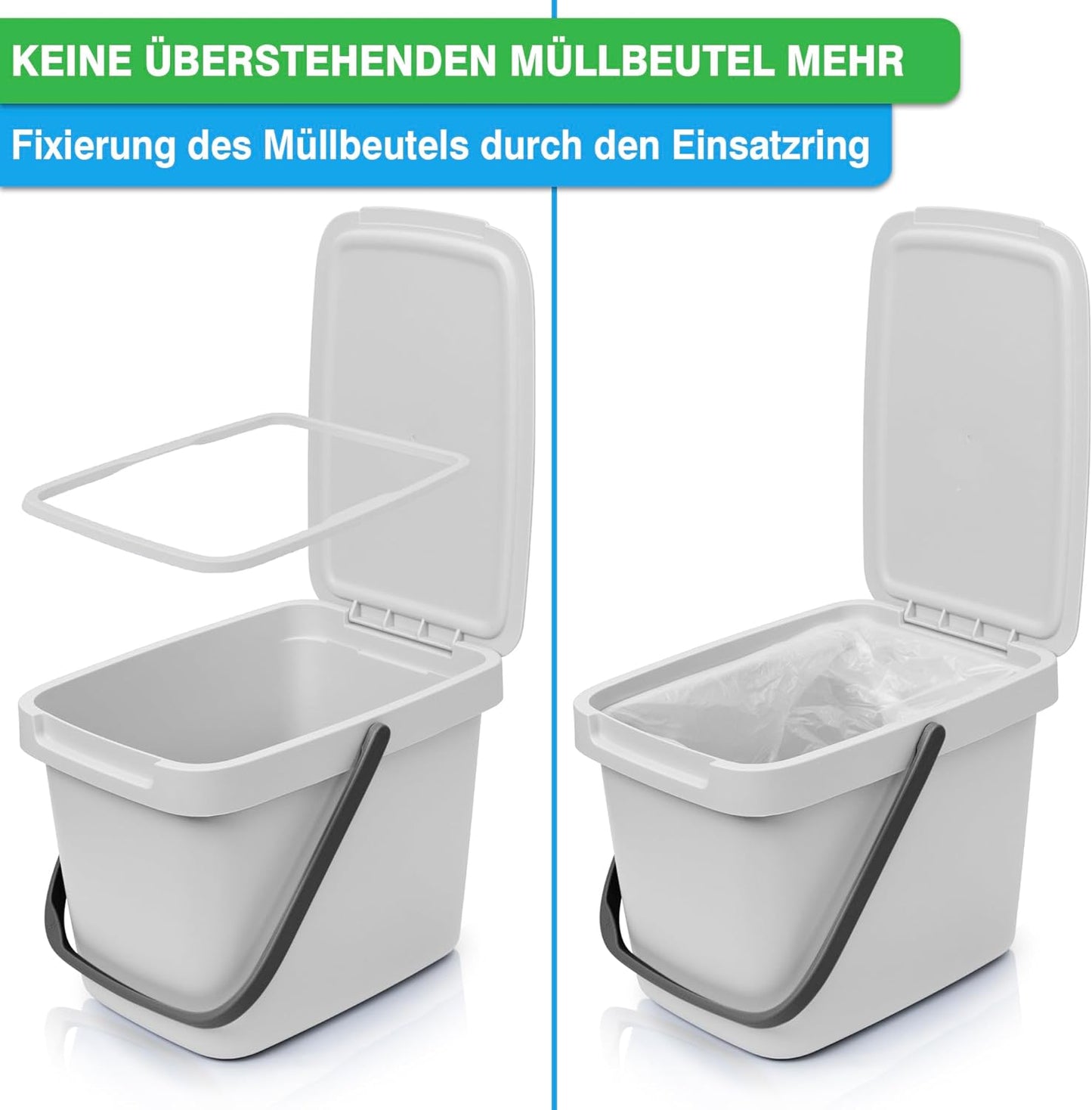 Biomülleimer mit Deckel, Grau 1 Stk