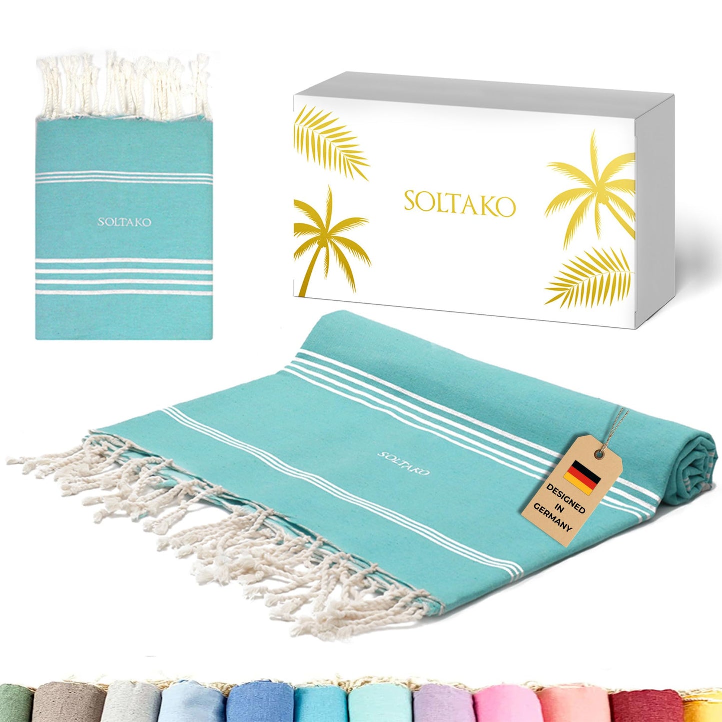 Fouta Bali Premium Strandtuch, Aqua 200/300cm