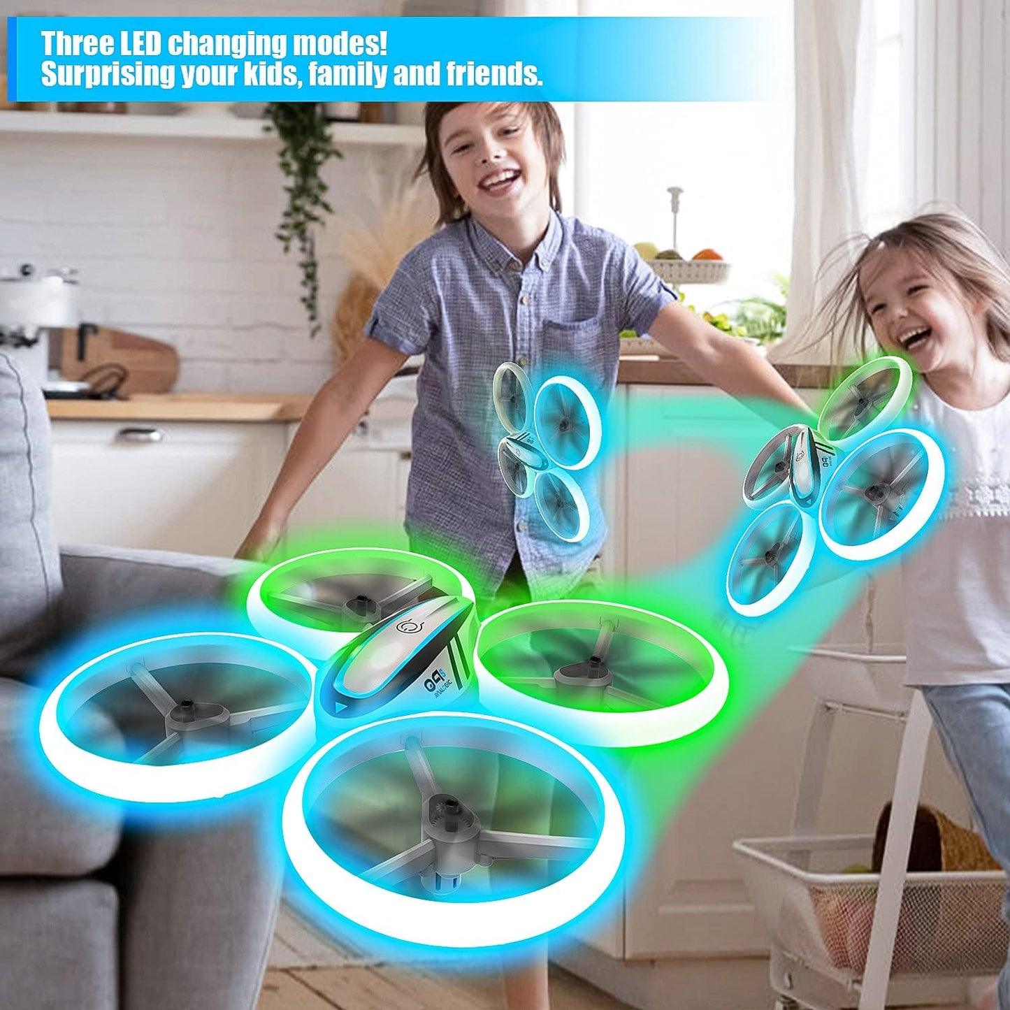 Spielzeug-Drohne mit Höhenhaltefunktion für Kinder, blau