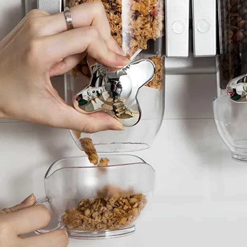 Dreifacher Müsli-Spender mit luftdichtem Deckel, Silber / Schwarz