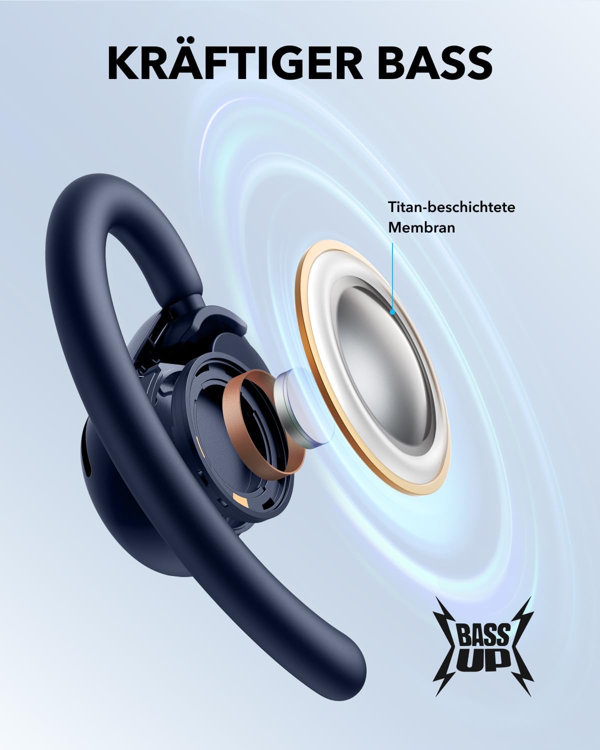 Open-Ear Kopfhörer V20i mit verstellbaren Ohrhaken, Blue