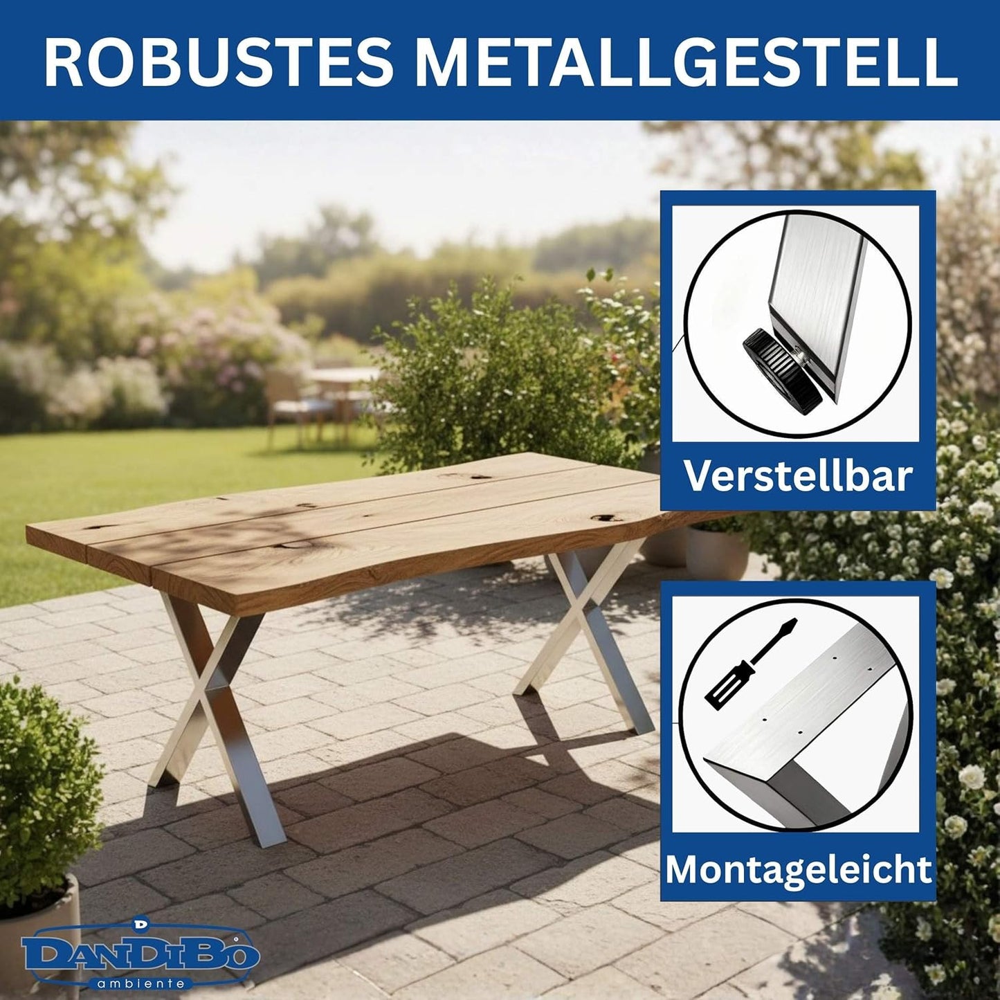 2er-Set höhenverstellbare Tischbeine