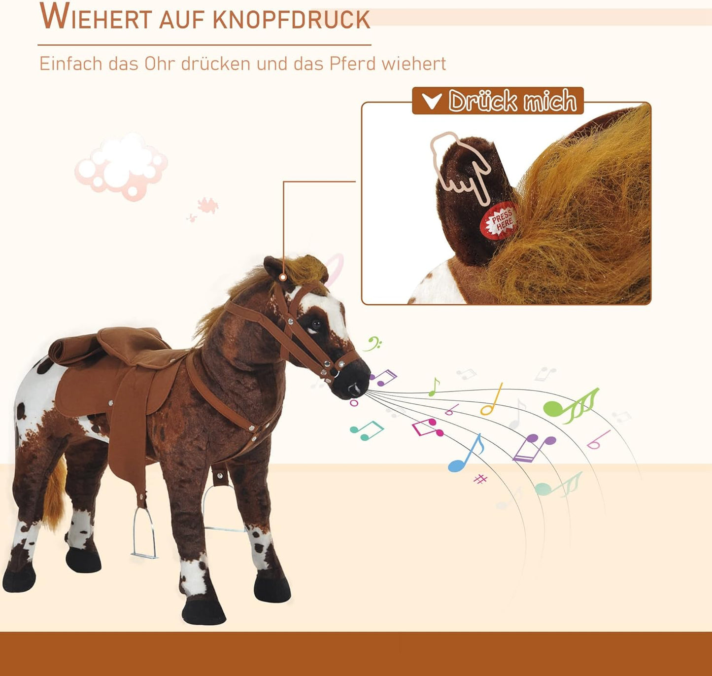 Reitpferd Spielpferd mit Sattel & Sound ab 2 Jahren