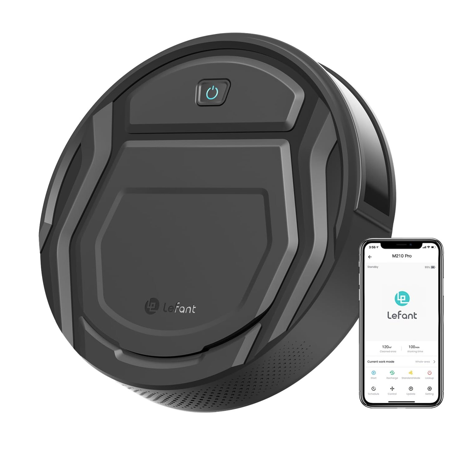 Staubsaugerroboter M210P mit WLAN/Alexa/App Integration, Kohleschwarz