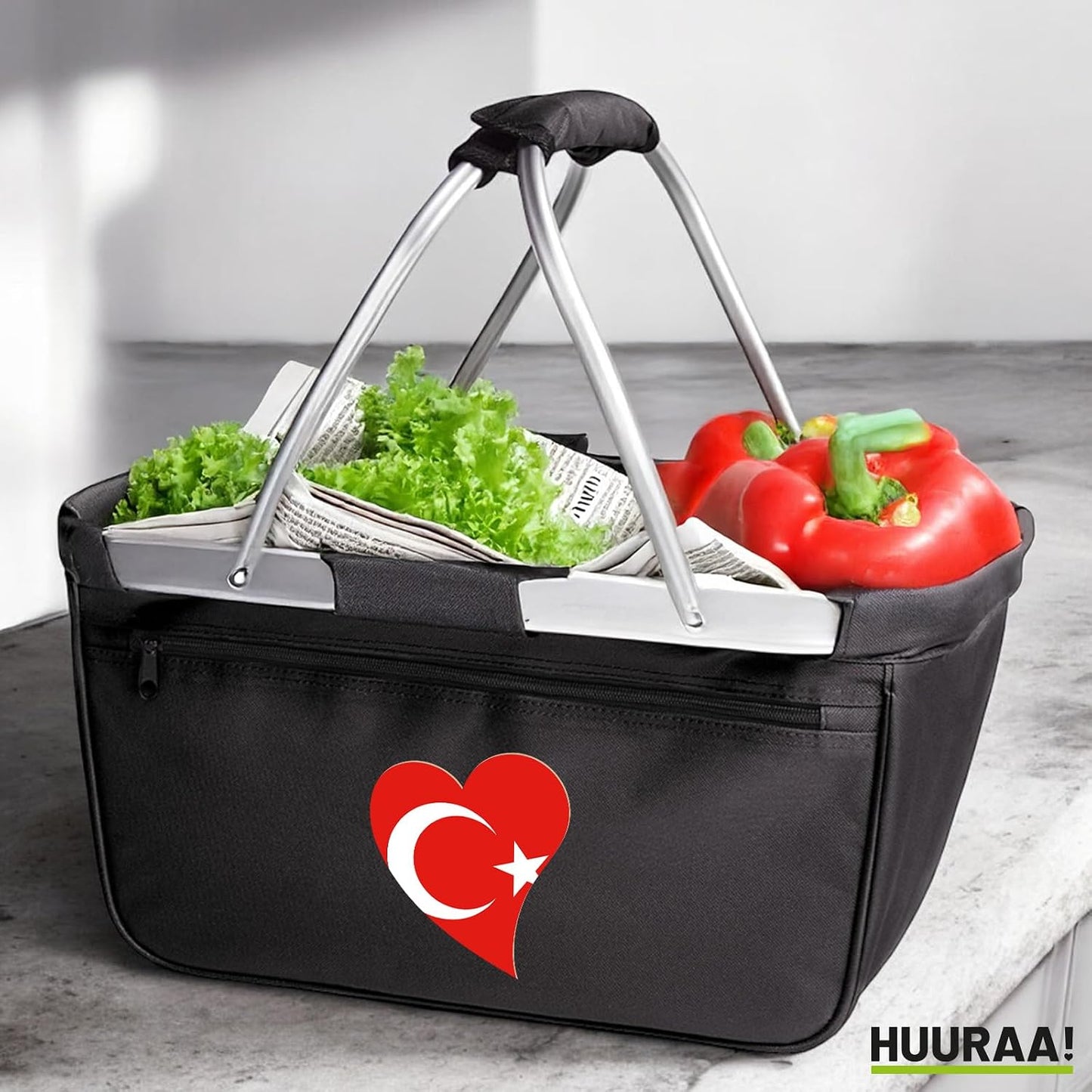 Einkaufskorb Herz Türkei-Design (20 Liter, faltbar)