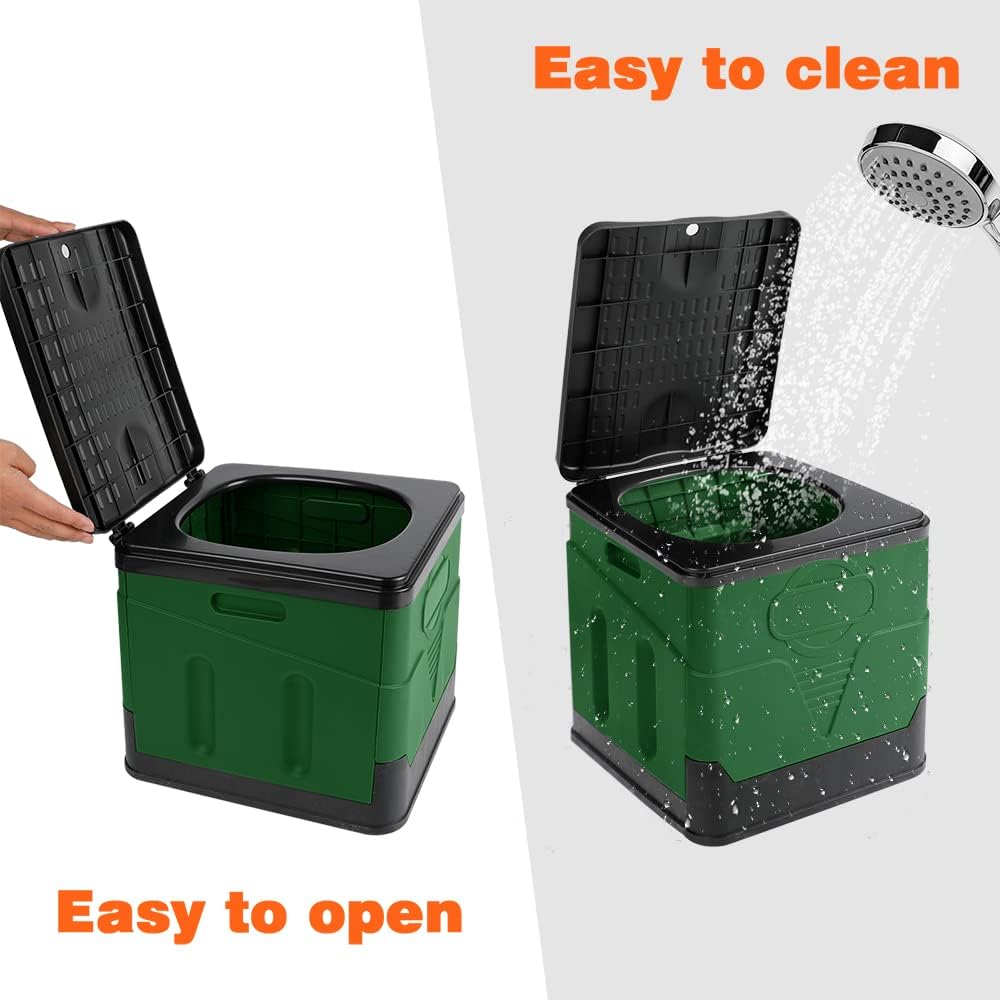 Klappbare Campingtoilette mit Abdeckung, Green