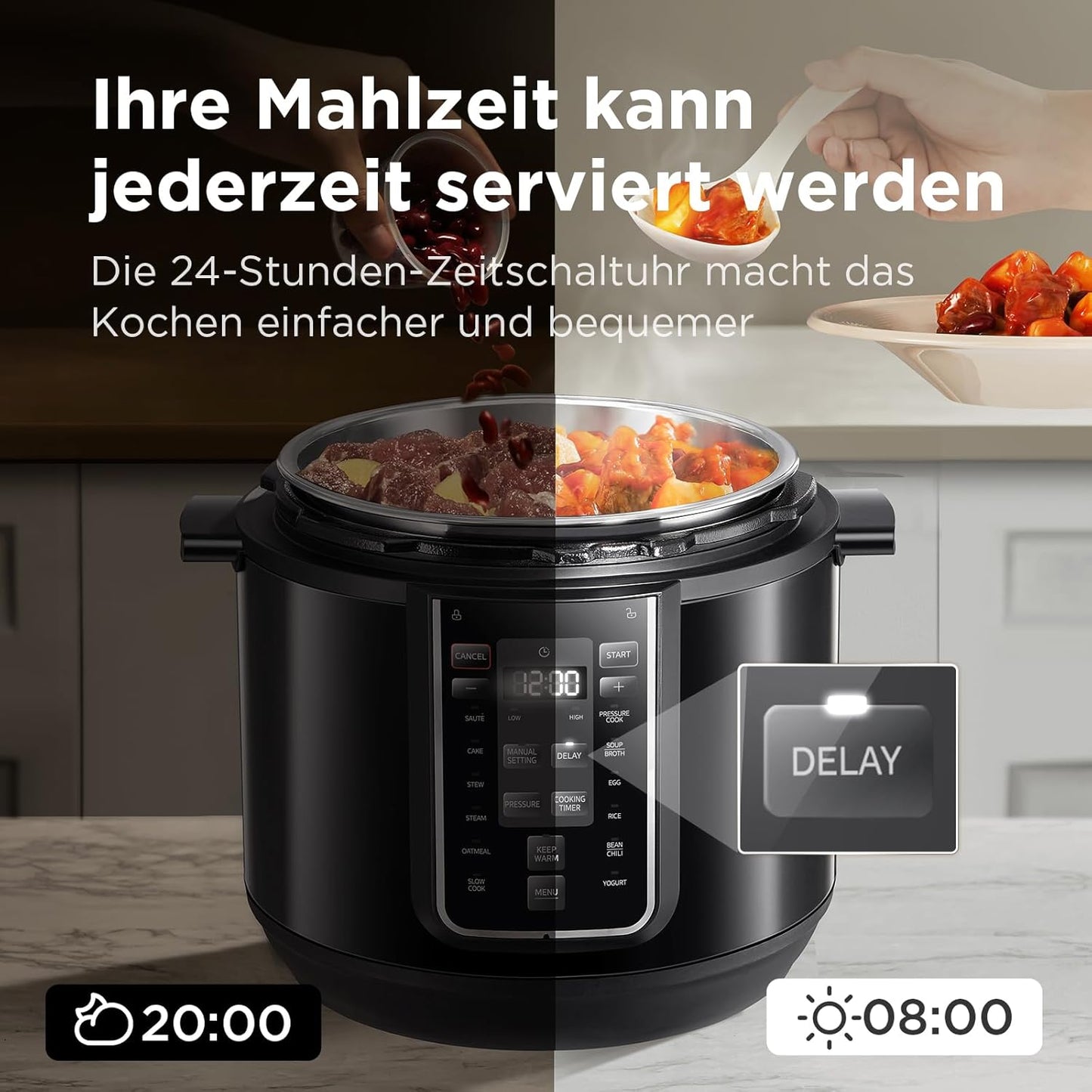 9-in-1 Multikocher, 7.6 Liter Schwarz